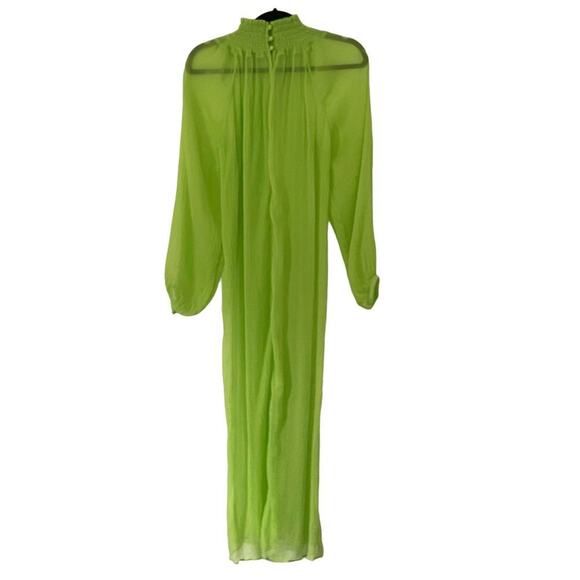 Mara Hoffman Edmonia Dress Stencil Midi Sheer Neon Lime Green Cover Up Size XS - Picture 5 of 15